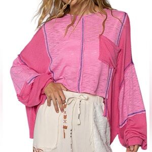 Pink Crop Top with Pocket